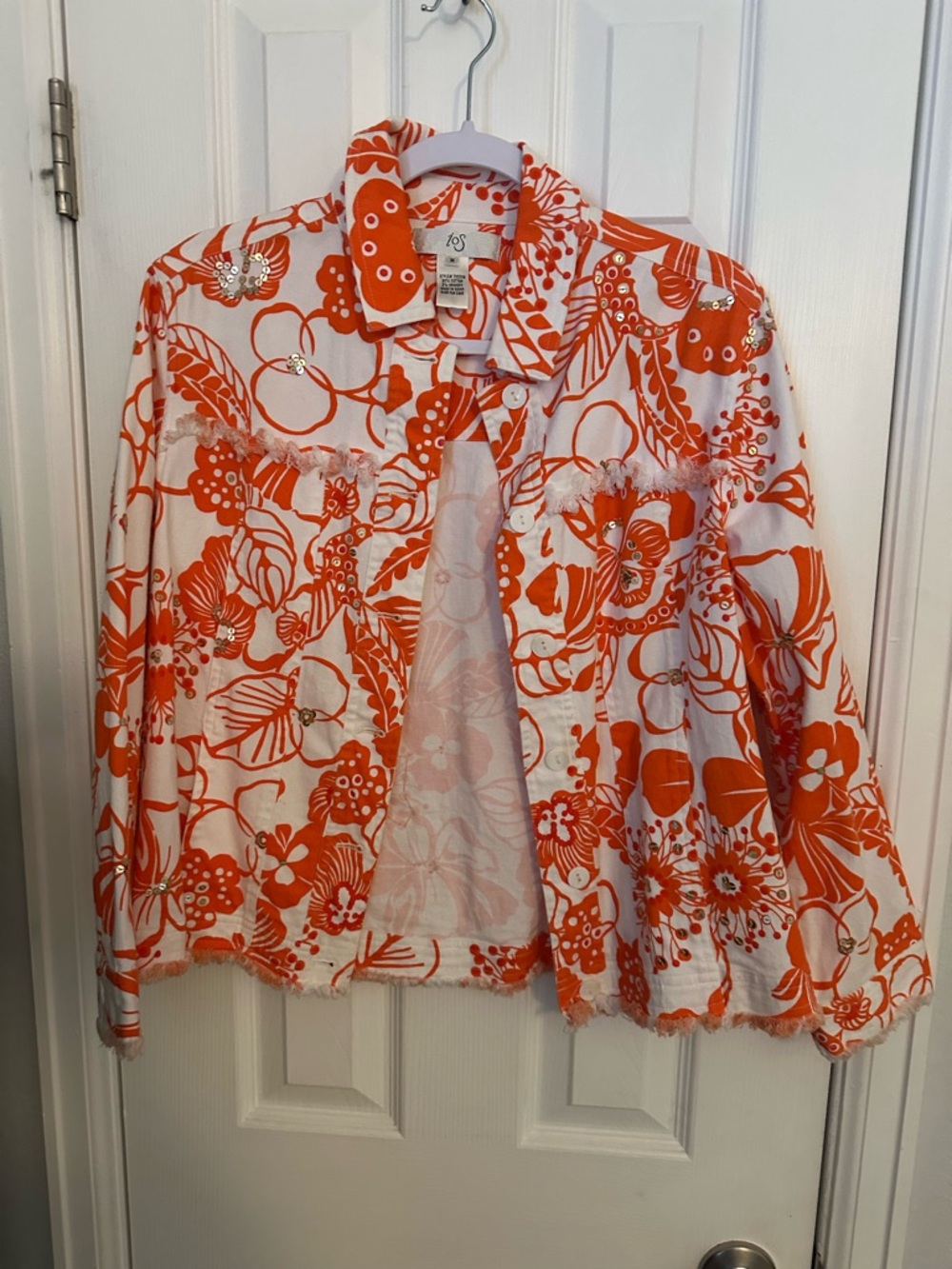 Orange Floral Button-Up Jacket